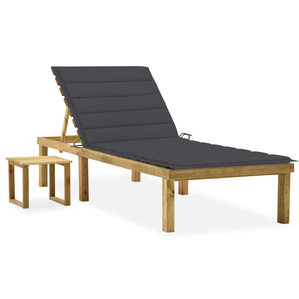 vidaxl lettino da giardino con tavolino cuscino legno pino impregnato