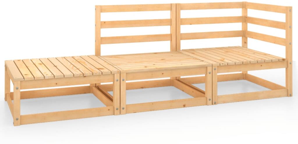 vidaxl set divani da giardino 3 pz in legno massello di pino