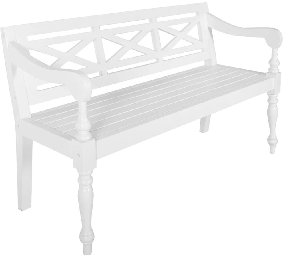 vidaxl panca batavia 123 cm in legno massello di mogano bianco