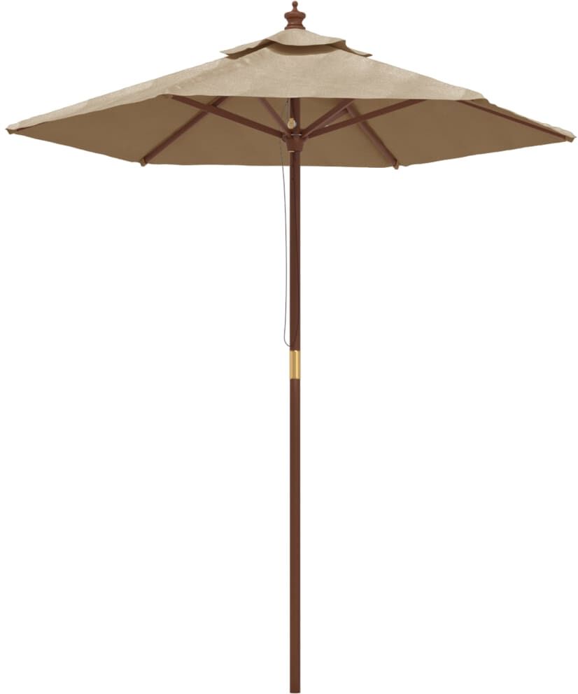 vidaxl ombrellone da giardino con palo in legno tortora 196x231 cm