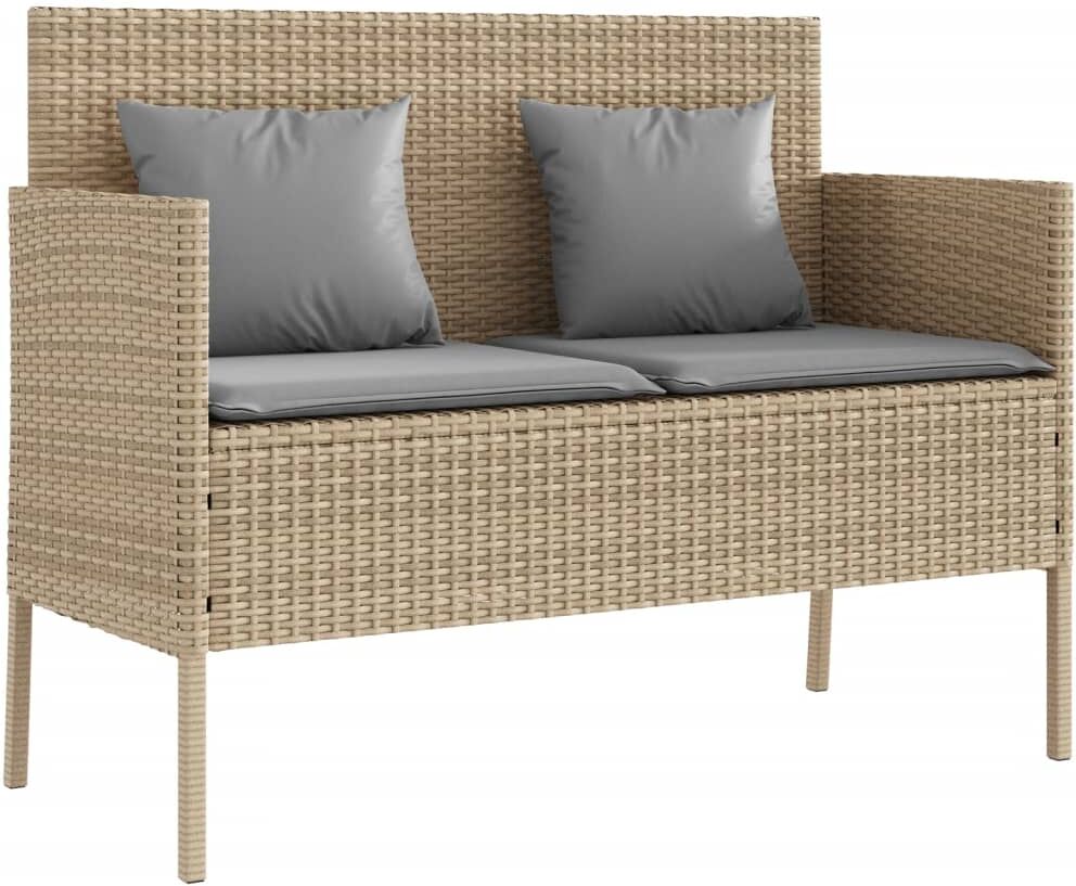 vidaXL Panca da Giardino con Cuscini Beige in Polyrattan