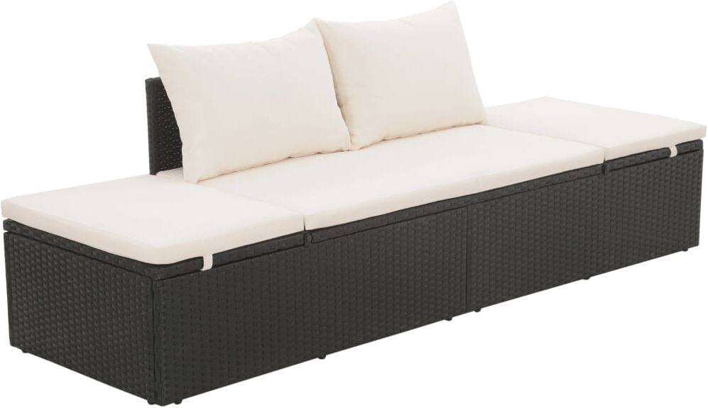 vidaXL Lettino da Giardino Nero 195x60 cm in Polyrattan