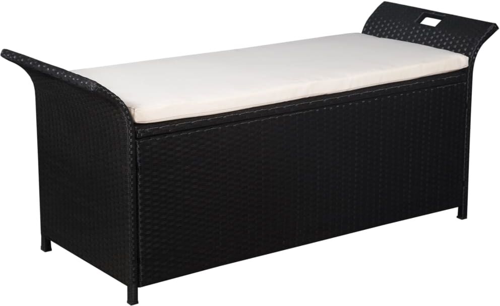 vidaXL Cassapanca con Cuscino 138 cm in Polyrattan Nero