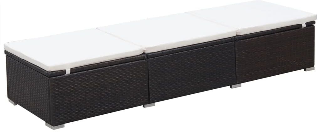 vidaXL Lettino Prendisole con Cuscino in Polyrattan Marrone