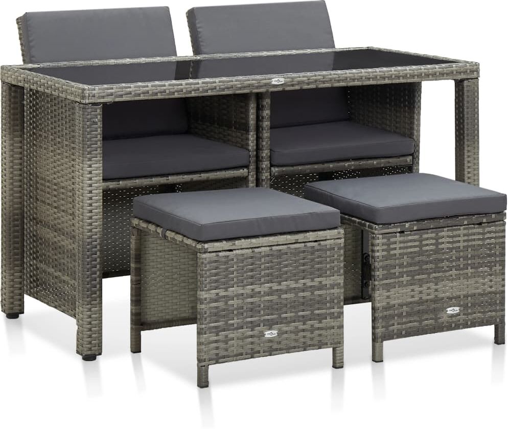 vidaXL Set da Pranzo da Giardino 5 pz con Cuscini in Polyrattan Grigio