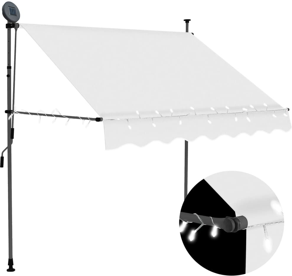 vidaXL Tenda da Sole Retrattile Manuale con LED 150 cm Crema