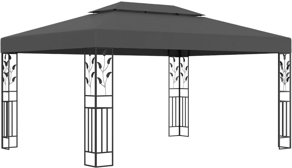 vidaXL Gazebo con Tetto Doppio 3x4 m Antracite