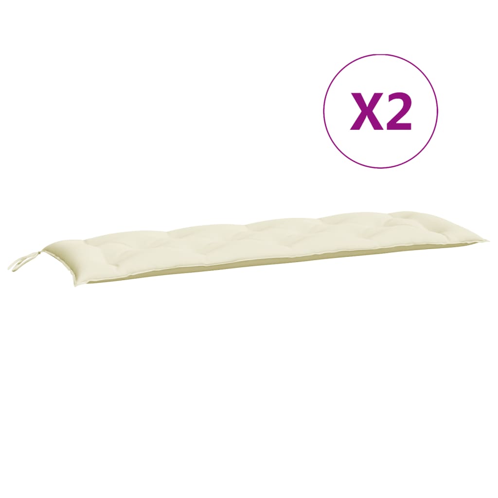 vidaXL Cuscini Panca Giardino 2pz Bianco Crema 150x50x7 Tessuto Oxford