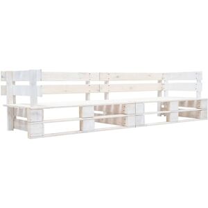 vidaXL Divano da Giardino a 2 Posti su Pallet Bianco in Legno