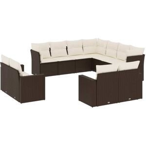 vidaXL Set Divani da Giardino 11 pz con Cuscini Polyrattan Marrone