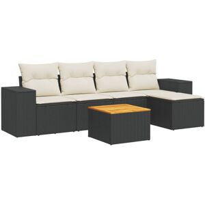 vidaXL Set Divano da Giardino 6 pz con Cuscini Nero in Polyrattan