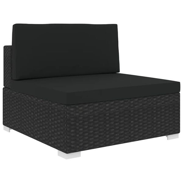 vidaxl seduta centrale modulare 1 pz con cuscini in polyrattan nero