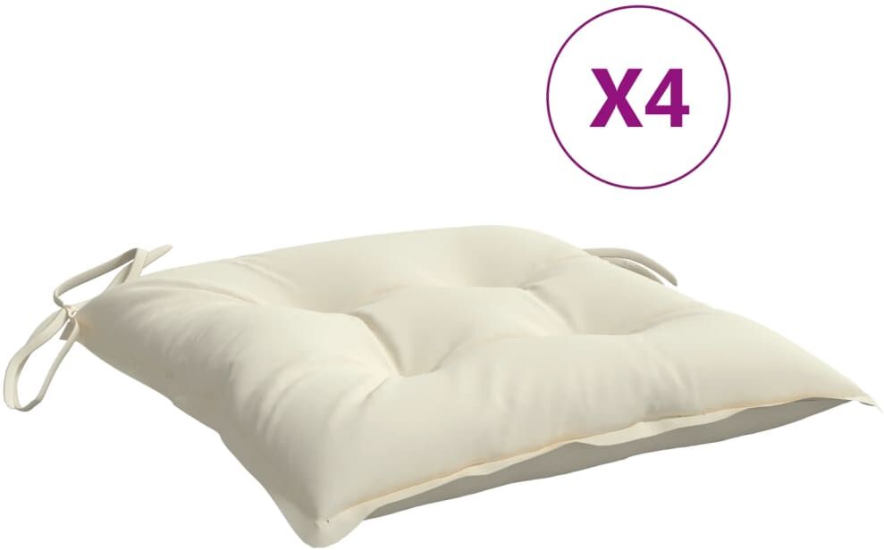 vidaXL Cuscini per Sedia 4 pz Bianco Crema 50x50x7cm in Tessuto Oxford