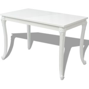 vidaXL Tavolo da Pranzo 116x66x76 cm Bianco Lucido