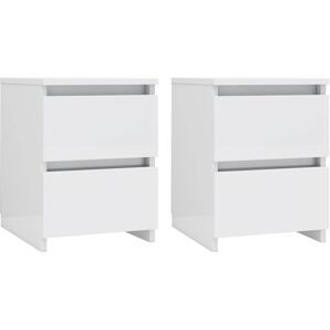 vidaXL Comodini 2pz Bianco Lucido 30x30x40 cm in Legno Multistrato