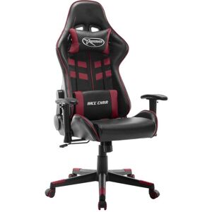 vidaXL Sedia da Gaming Nera e Rosso Vino in Similpelle