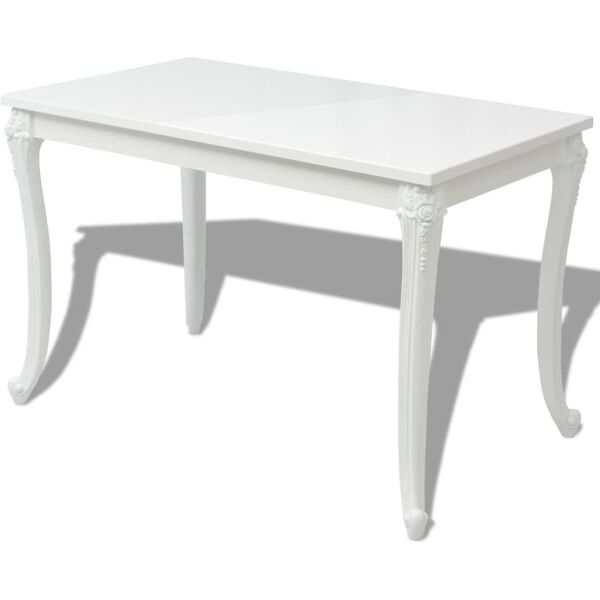 vidaxl tavolo da pranzo 116x66x76 cm bianco lucido