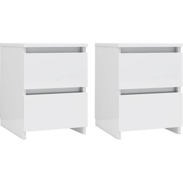 vidaxl comodini 2pz bianco lucido 30x30x40 cm in legno multistrato