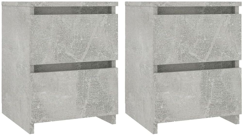 vidaxl comodini 2pz grigio cemento 30x30x40 cm in legno multistrato