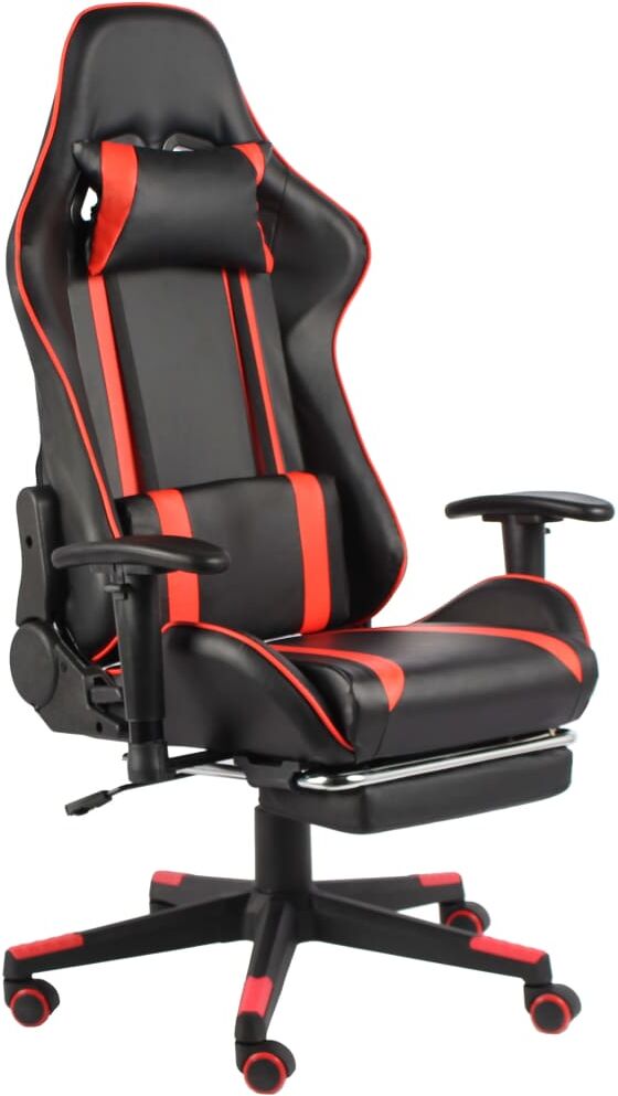 vidaXL Sedia da Gaming Girevole con Poggiapiedi Rossa in PVC