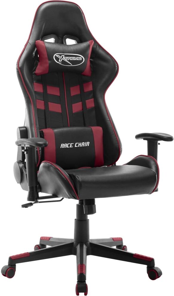 vidaXL Sedia da Gaming Nera e Rosso Vino in Similpelle