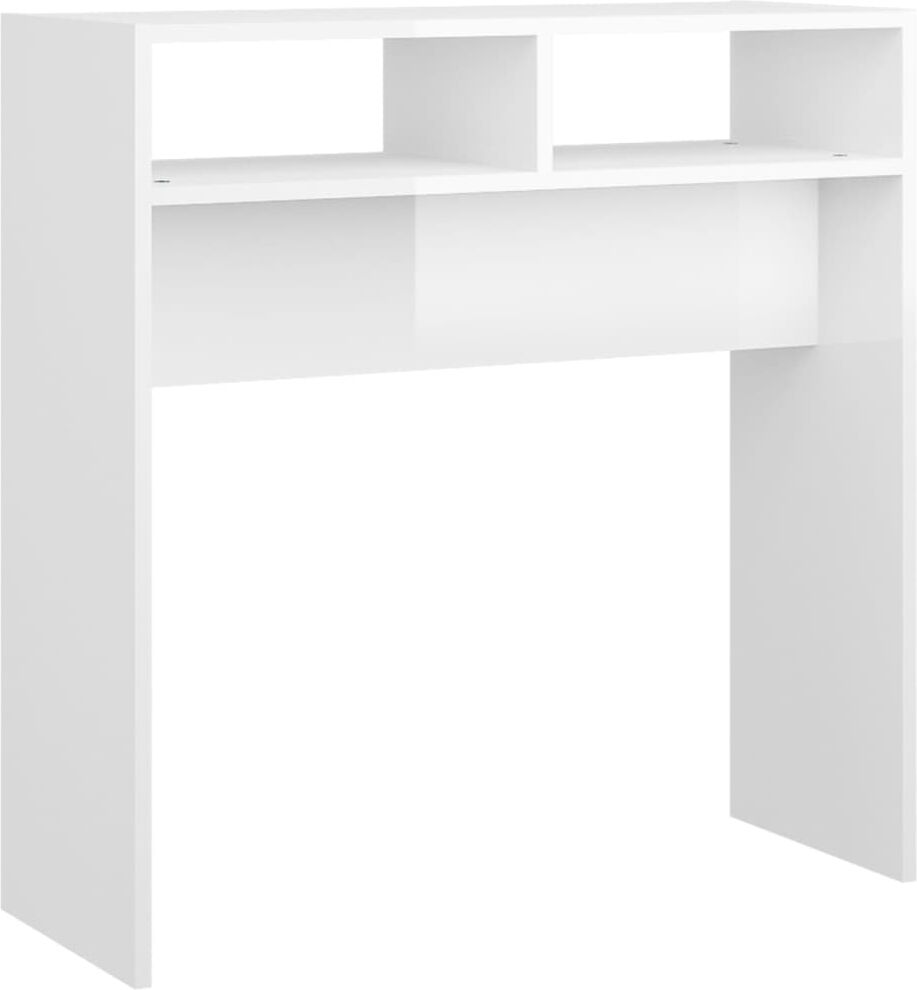 vidaXL Tavolino Consolle Bianco Lucido 78x30x80 cm Legno Multistrato