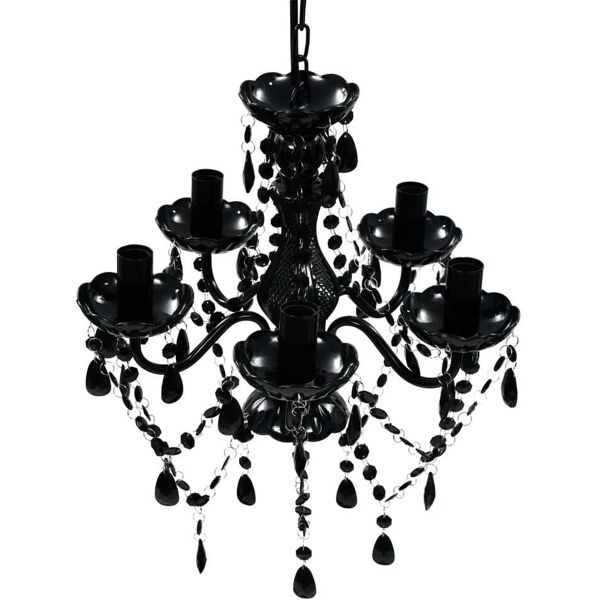 vidaxl lampadario in cristallo con 5 lampadine nero