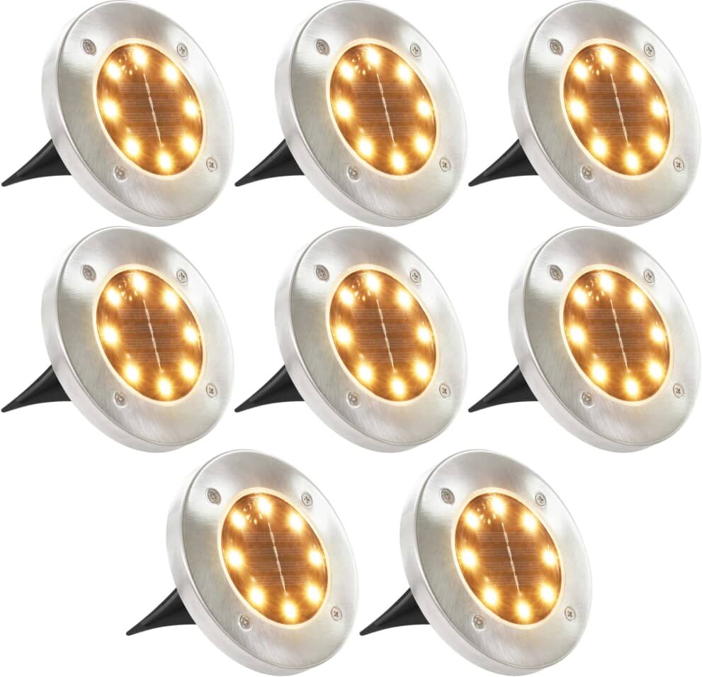 vidaXL Lampade Solari da Terra 8 pz Luci a LED Bianco Caldo