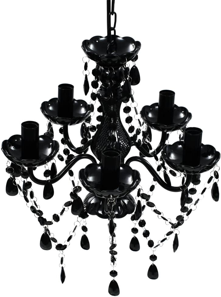 vidaXL Lampadario in Cristallo con 5 Lampadine Nero