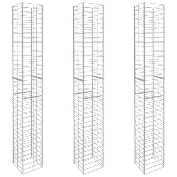 vidaxl gabbioni 3 pz in acciaio zincato 25x25x197 cm