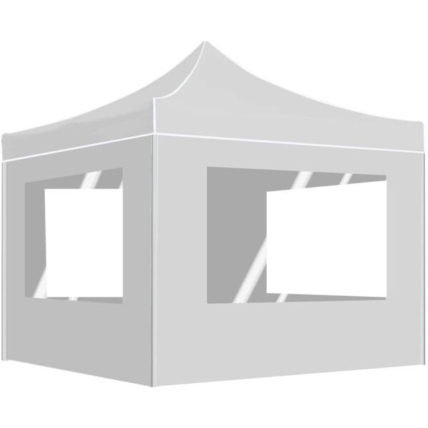 vidaxl gazebo pieghevole con pareti alluminio 2x2 m bianco