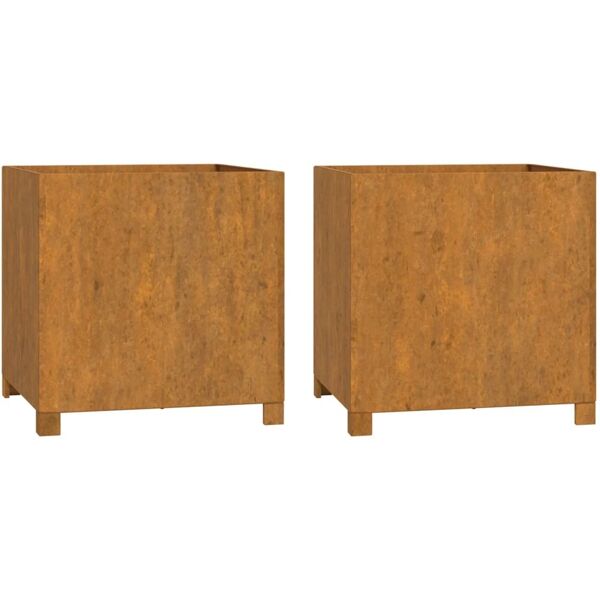 vidaxl fioriere con gambe 2pz ruggine 49x47x50 cm acciaio corten