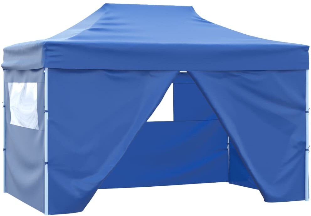 vidaxl tenda pieghevole pop-up con 4 pareti laterali 3x4,5 m blu