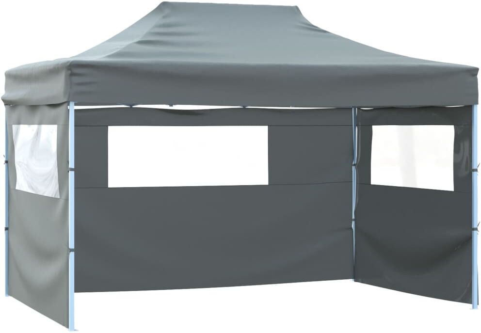 vidaxl gazebo professionale pieghevole 3 pareti 3x4m acciaio antracite