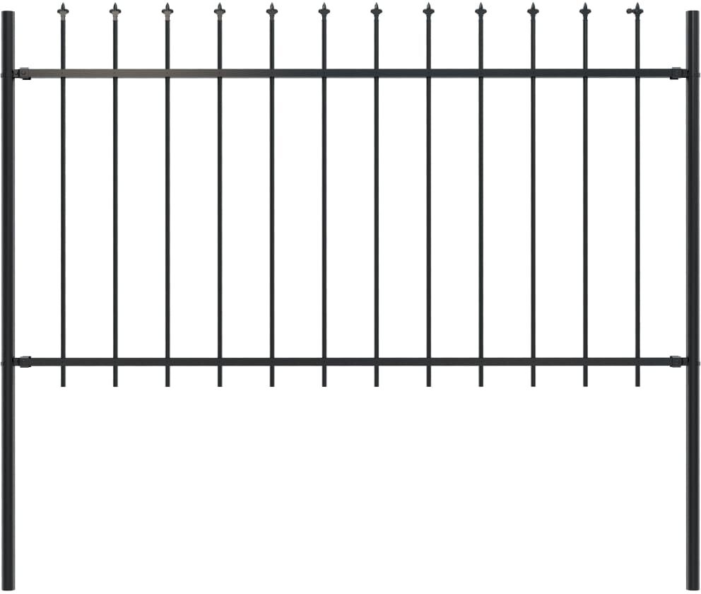 vidaXL Recinzione Giardino con Punta a Lancia in Acciaio 1,7x1 m Nera