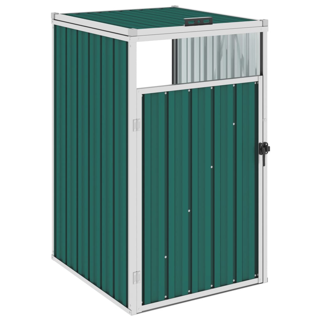 vidaXL Copri Bidone Rifiuti Verde 72x81x121 cm in Acciaio