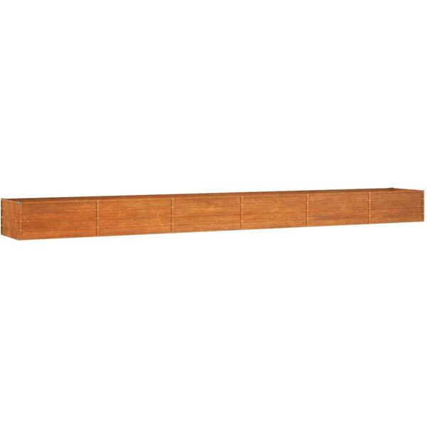 vidaxl letto rialzato da giardino ruggine 600x80x45 cm acciaio corten