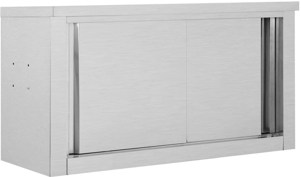 vidaxl armadio da cucina con ante scorrevoli 90x40x50cm acciaio inox