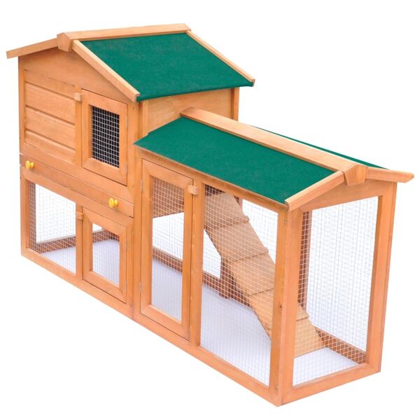 vidaxl conigliera all'aperto gabbia animali piccoli casetta in legno