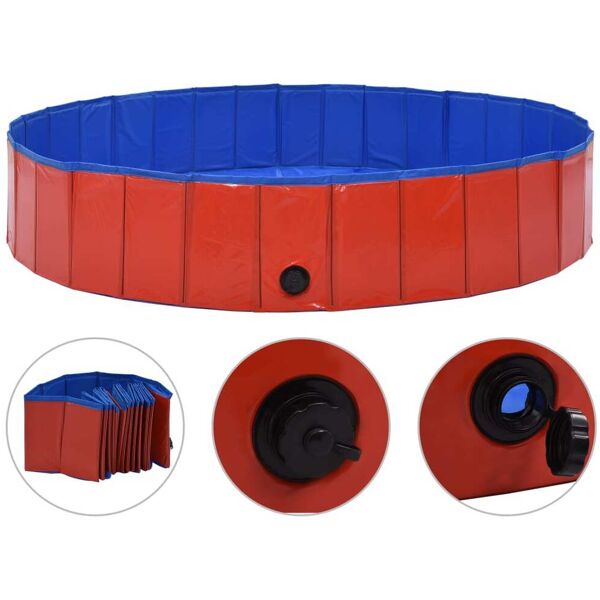 vidaxl piscina per cani pieghevole rossa 160x30 cm in pvc