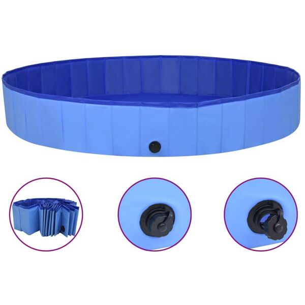 vidaxl piscina per cani pieghevole blu 200x30 cm in pvc