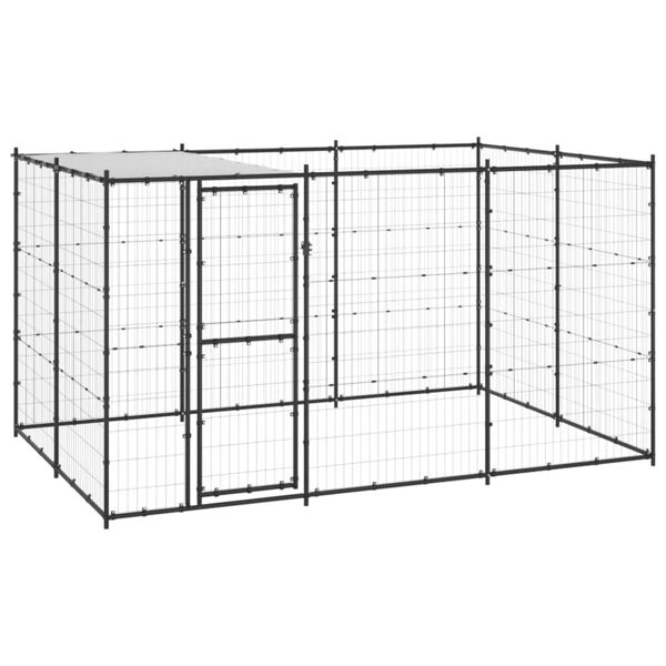vidaxl gabbia per cani da esterno in acciaio con tetto 7,26 m²