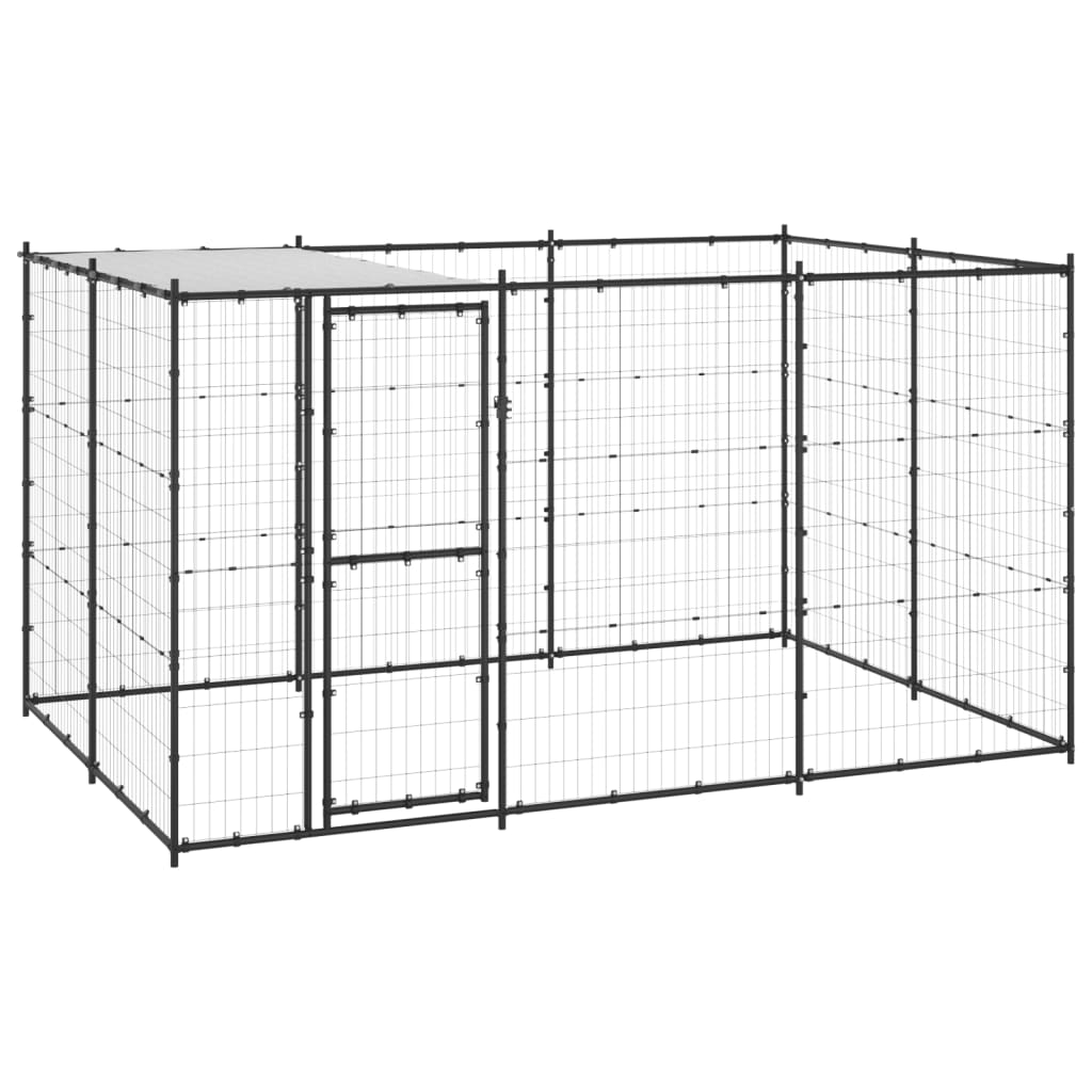 vidaxl gabbia per cani da esterno in acciaio con tetto 7,26 m²