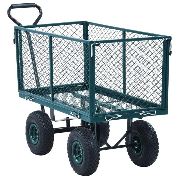 vidaxl carrello a mano da giardino verde 350 kg