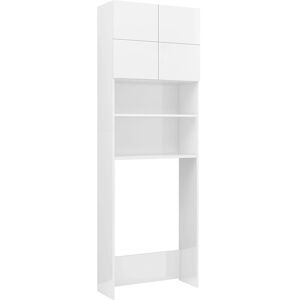 vidaXL Mobile per Lavatrice Bianco Lucido 64x25,5x190 cm