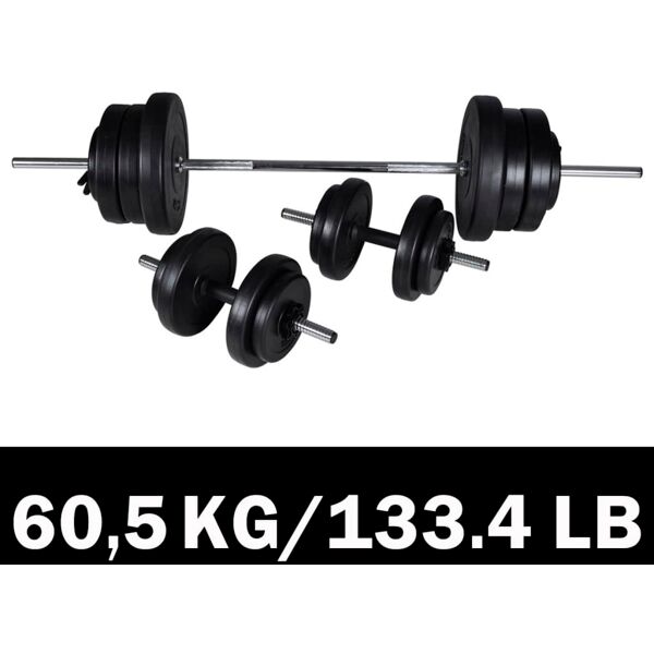 vidaxl set bilanciere e 2 manubri 60,5 kg