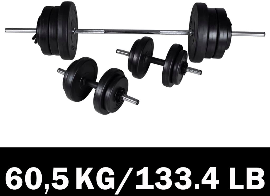 vidaXL Set Bilanciere e 2 Manubri 60,5 kg