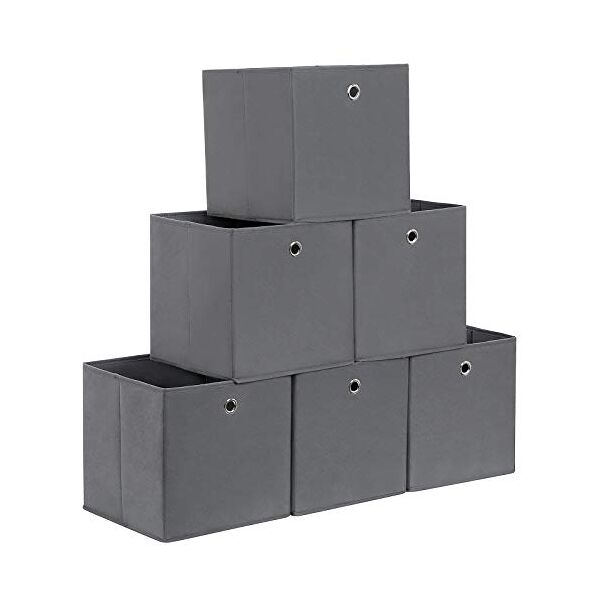 songmics rfb02g-3 - scatola portaoggetti, 30 x 30 x 30 cm, 6 pezzi, colore: grigio