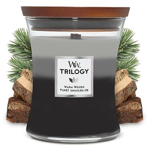 WoodWick Trilogy candela profumata a clessidra media con Pluswick Innovation, Legno caldo