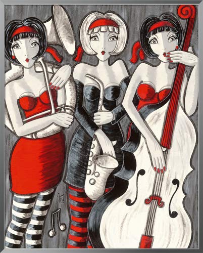 International Graphics - Stampa artistica incorniciata - MIROTA - ''Jazz Band''- 41 x 51 cm - Colore della cornice: Mercurio perlato - Serie ATHOS